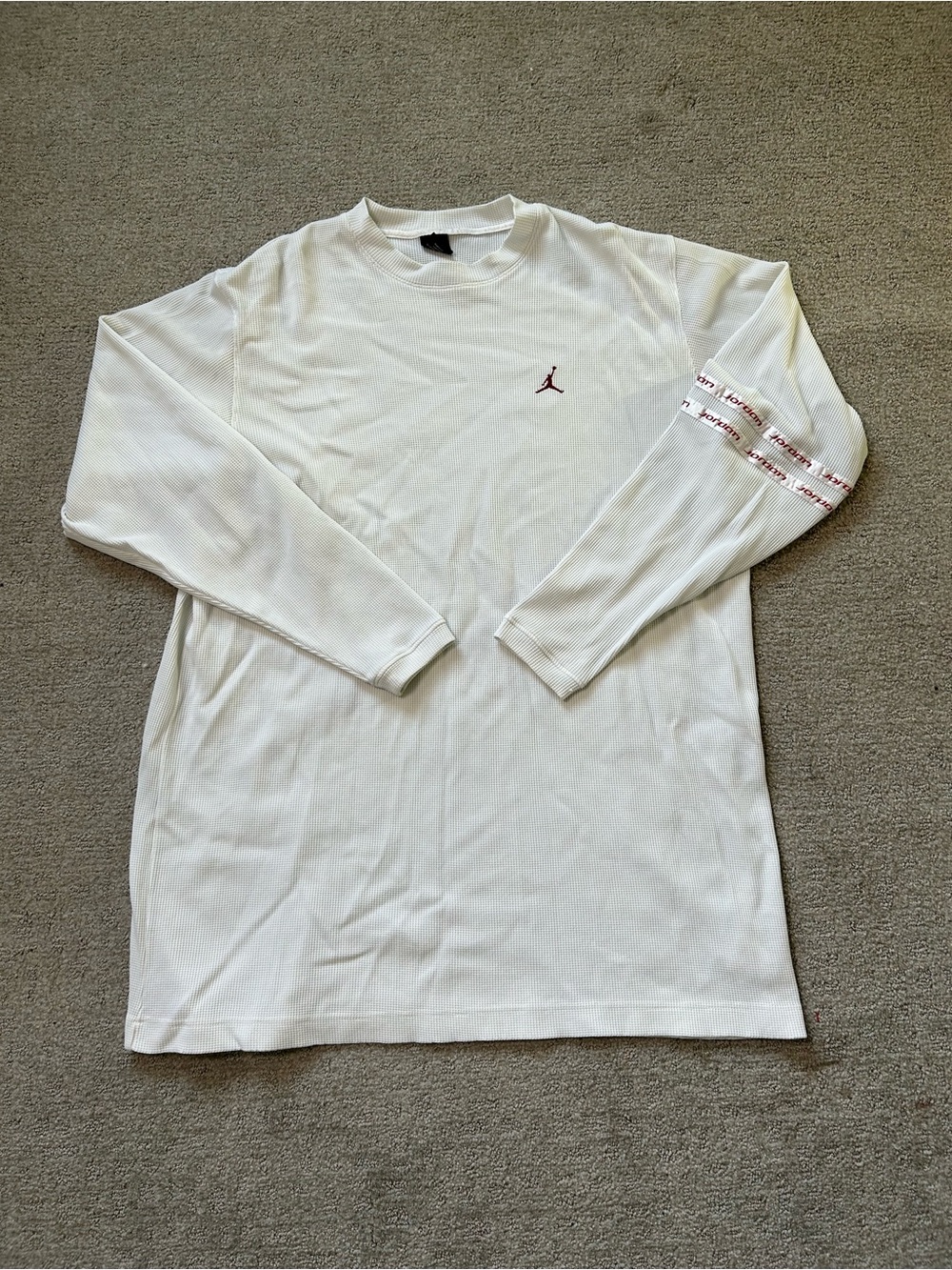Vintage Air Jordan White/Red Waffle Knit Long Sleeve Mens  3XL Top - Y2K Grail